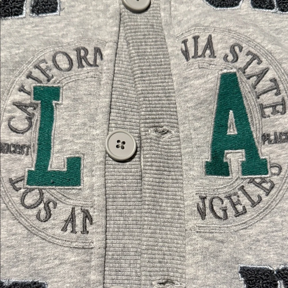 Zara Kids Long Sleeve Gray Button Up ‘California' Cardigan Style Sweatshirt